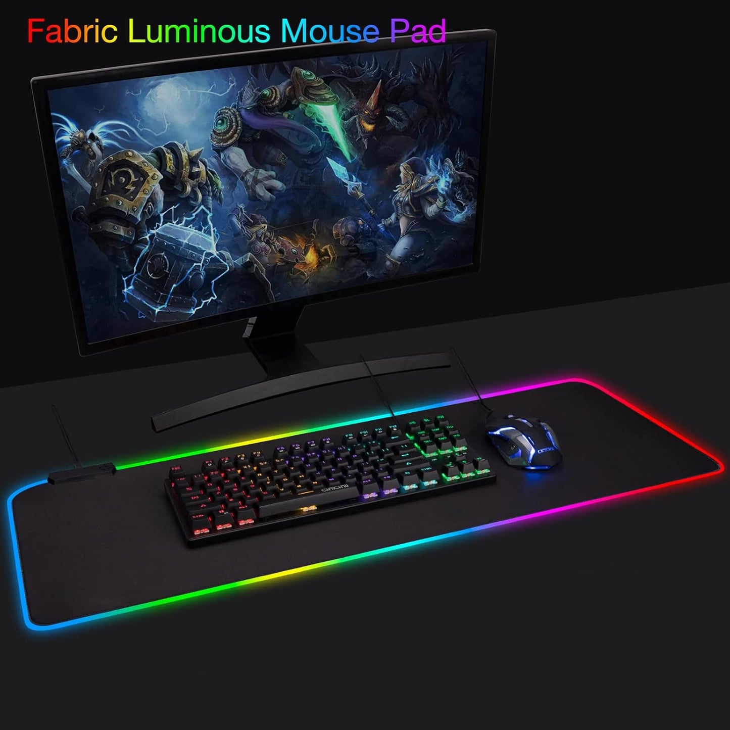 RGB Gaming Mouse Pad, Extra Large Gaming Mouse Mat for Gamer, Computer Keyboard Mat with 14 Lighting Mode, Waterproof Desk Pad for PC Gamer/Laptop Gamer/Office - CHONCHOW