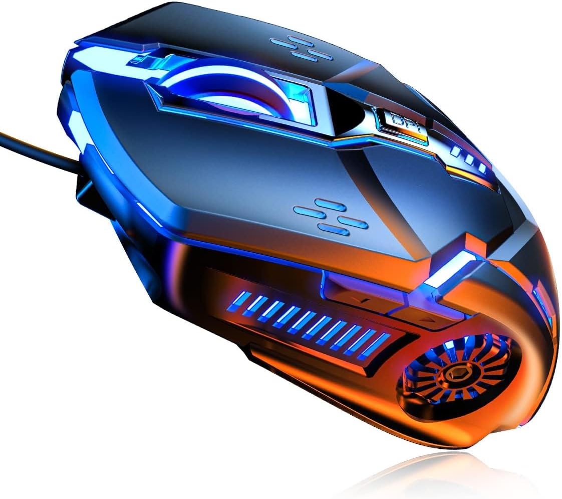 CHONCHOW Gaming Mouse Wired,6 Buttons, 4 Adjustable DPI Up to 3200 DPI, 7 Color LED Light, Wired Mouse Used for Games and Office, Mouse for Computer/Laptop/Tablets(Grey) - CHONCHOW