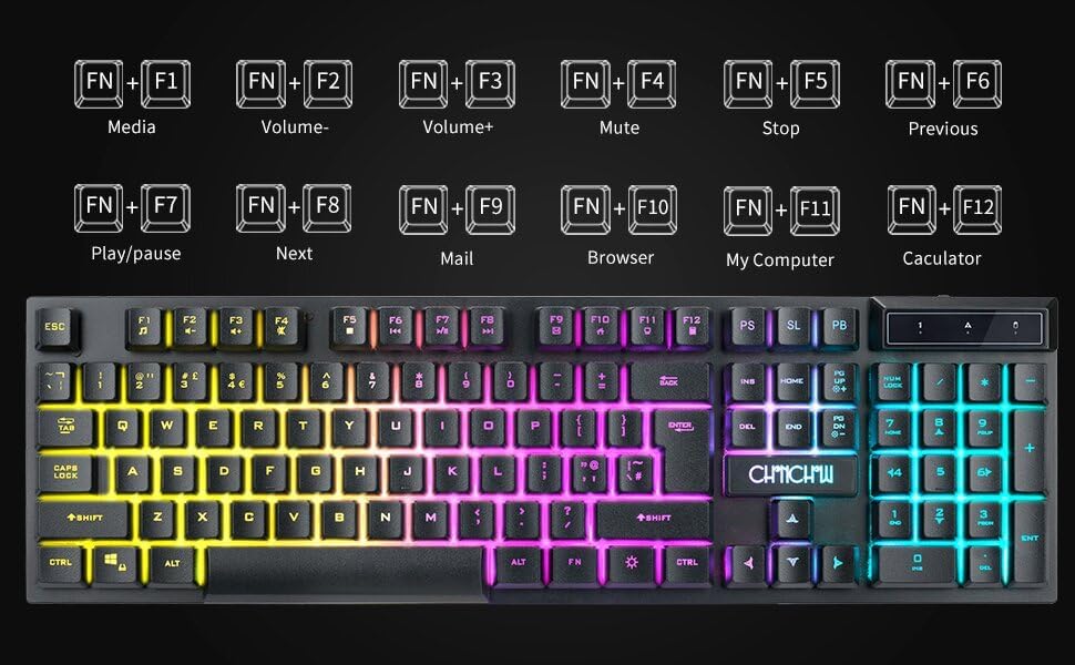 Gaming Wireless Keyboard and Mouse RGB Backlit Rechargeable Battery Gamer Combo Mechanical Feel Anti-ghosting with Side Button for PC Computer Laptop Compatible with Windows Mac Ps4/Ps5 Xbox one - CHONCHOW