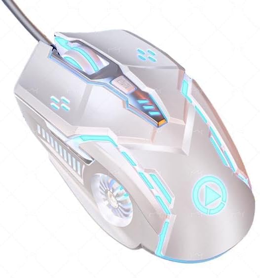 CHONCHOW Gaming Mouse, Wired Mouse, Mouse for Laptops, 3200 DPI LED Backlight 6 Button, 7 Color Breathing Lights with 1.5M Cable for Gamers, Silent Click, Plug and Play (White) - CHONCHOW