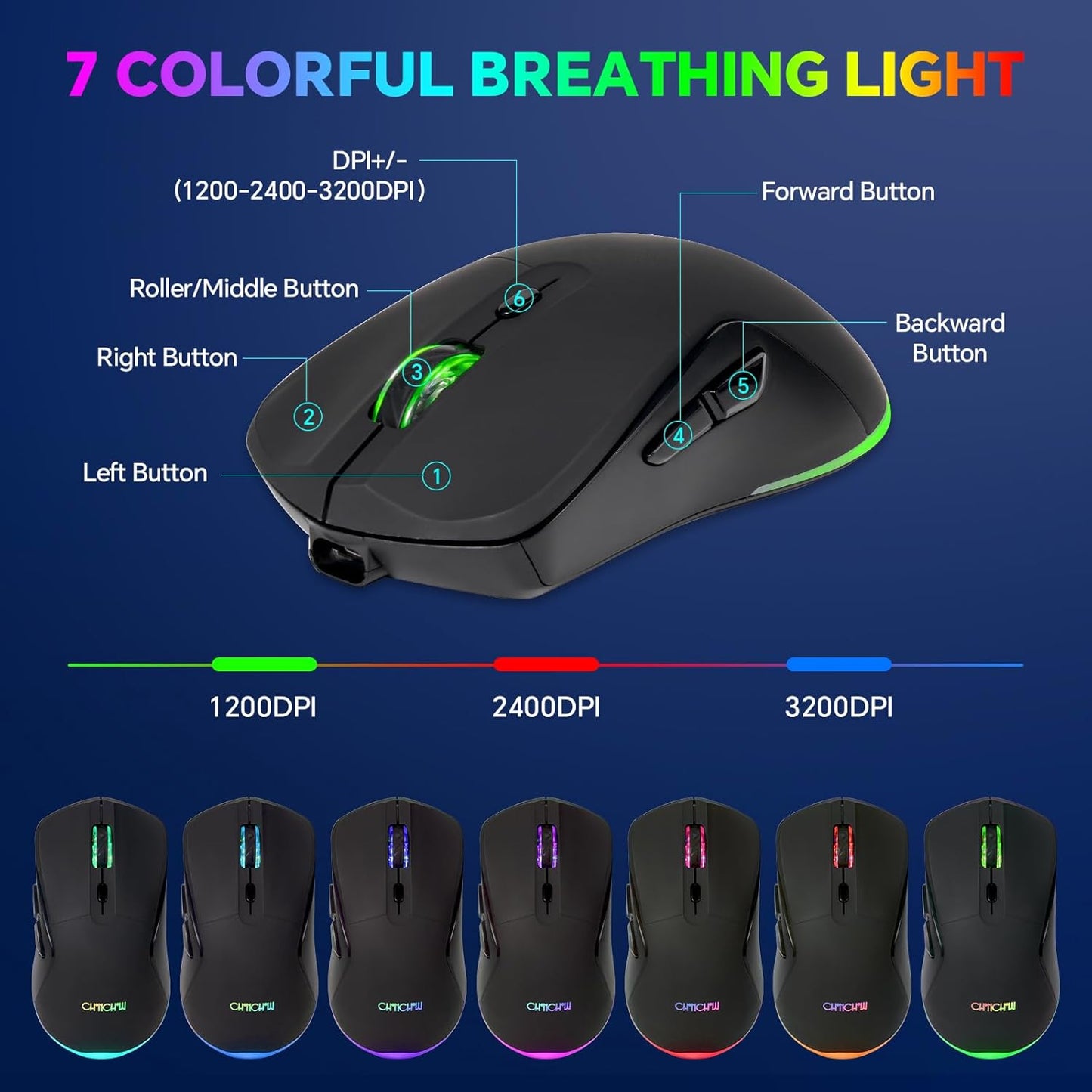 CHONCHOW 60% Wireless Gaming Keyboard and Mouse Combo,LED Backlit Rechargeable 2000mAh Battery, Portable 68 Keys Waterproof Small Compact Keyboard Mice for PC/Mac Gamer,Business Office - CHONCHOW