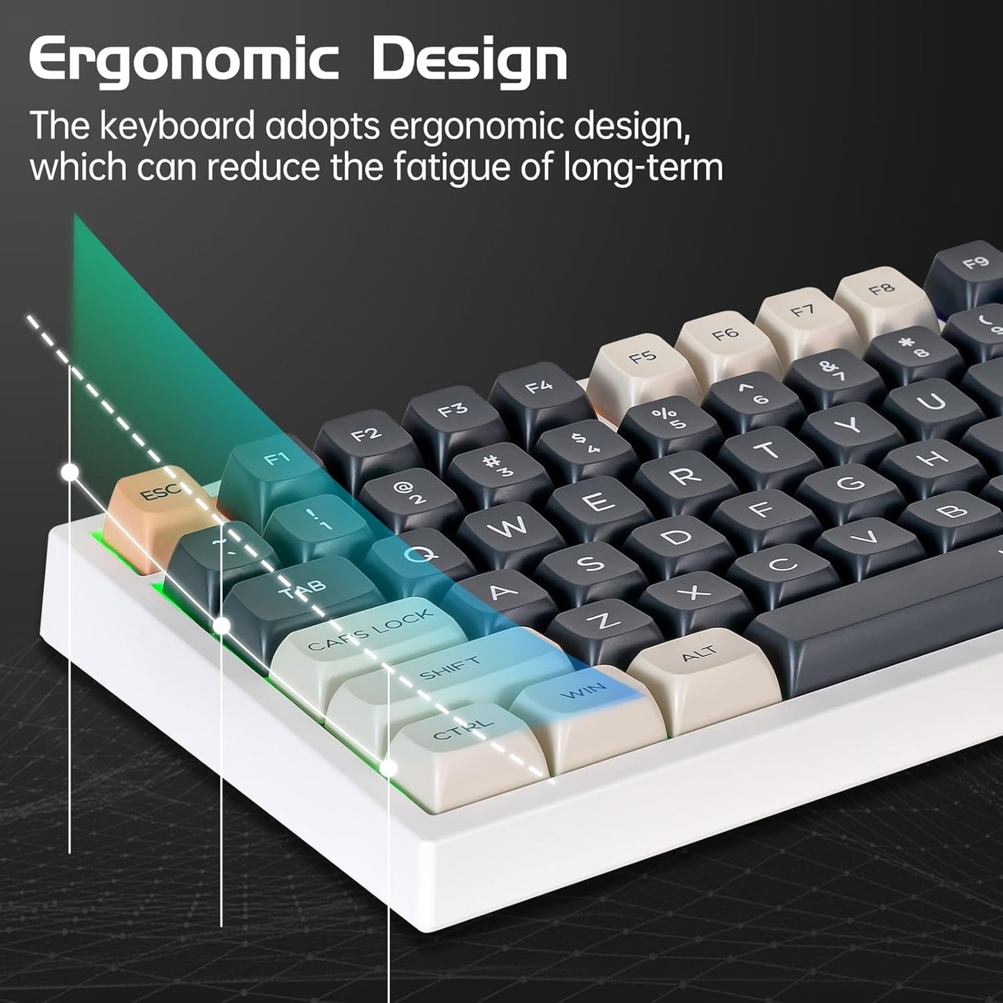 CHONCHOW Wired Mechanical Gaming Keyboard, 98 Keys LED Backlit Gaming Keyboard, 96% Hot Swappable Custom Keyboard with Dedicated Volume Knob Control, Pre-lubed Red Switch - CHONCHOW
