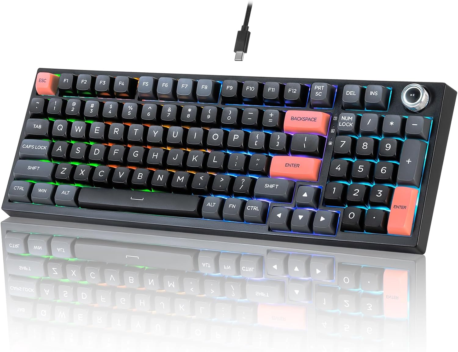 CHONCHOW Wired Mechanical Gaming Keyboard, 98 Keys LED Backlit Gaming