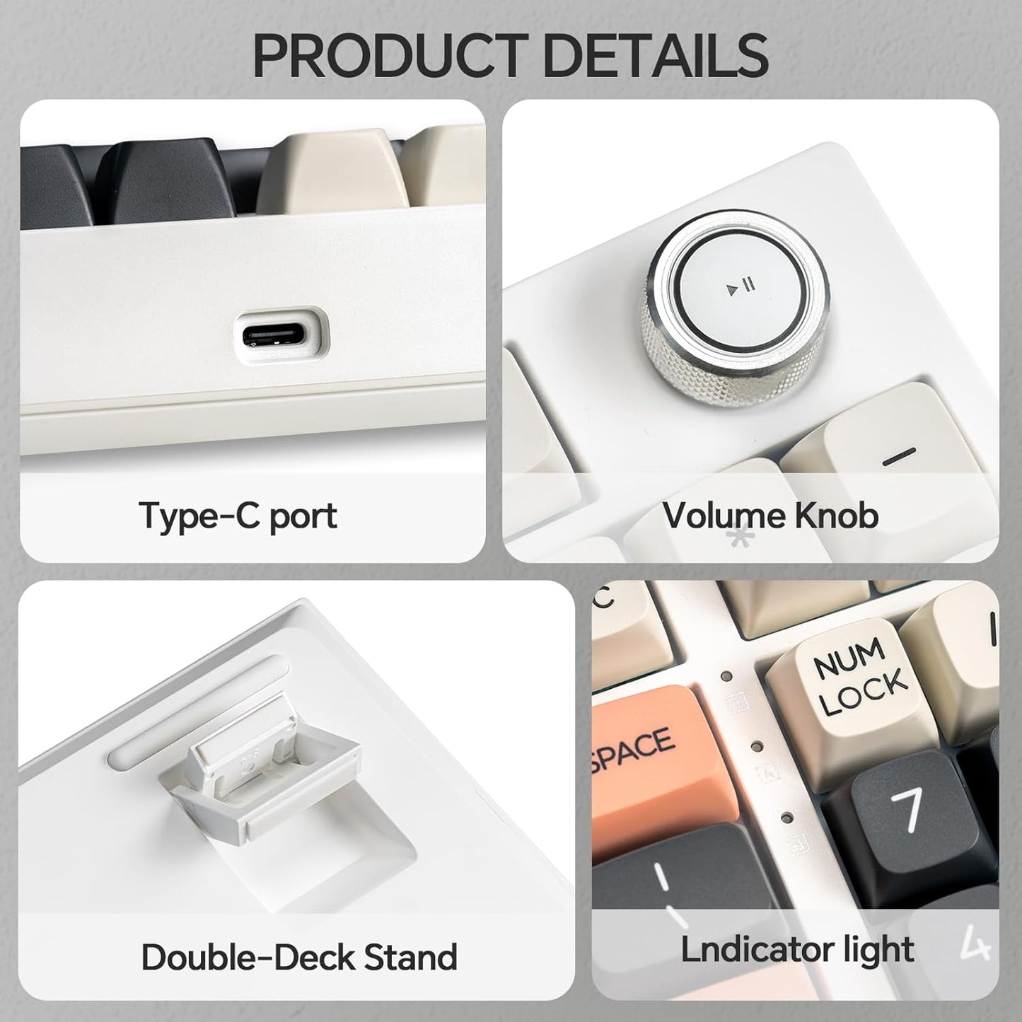 CHONCHOW AK98W Gaming Keyboard with Knob,Creamy Keyboard with Num pad, USB C Wired,Gasket Mount Acoustic Foam,RGB Backlit,Large Print PBT Key,Hot Swap, Silent Mechanical Keyboard for Win/Mac - CHONCHOW
