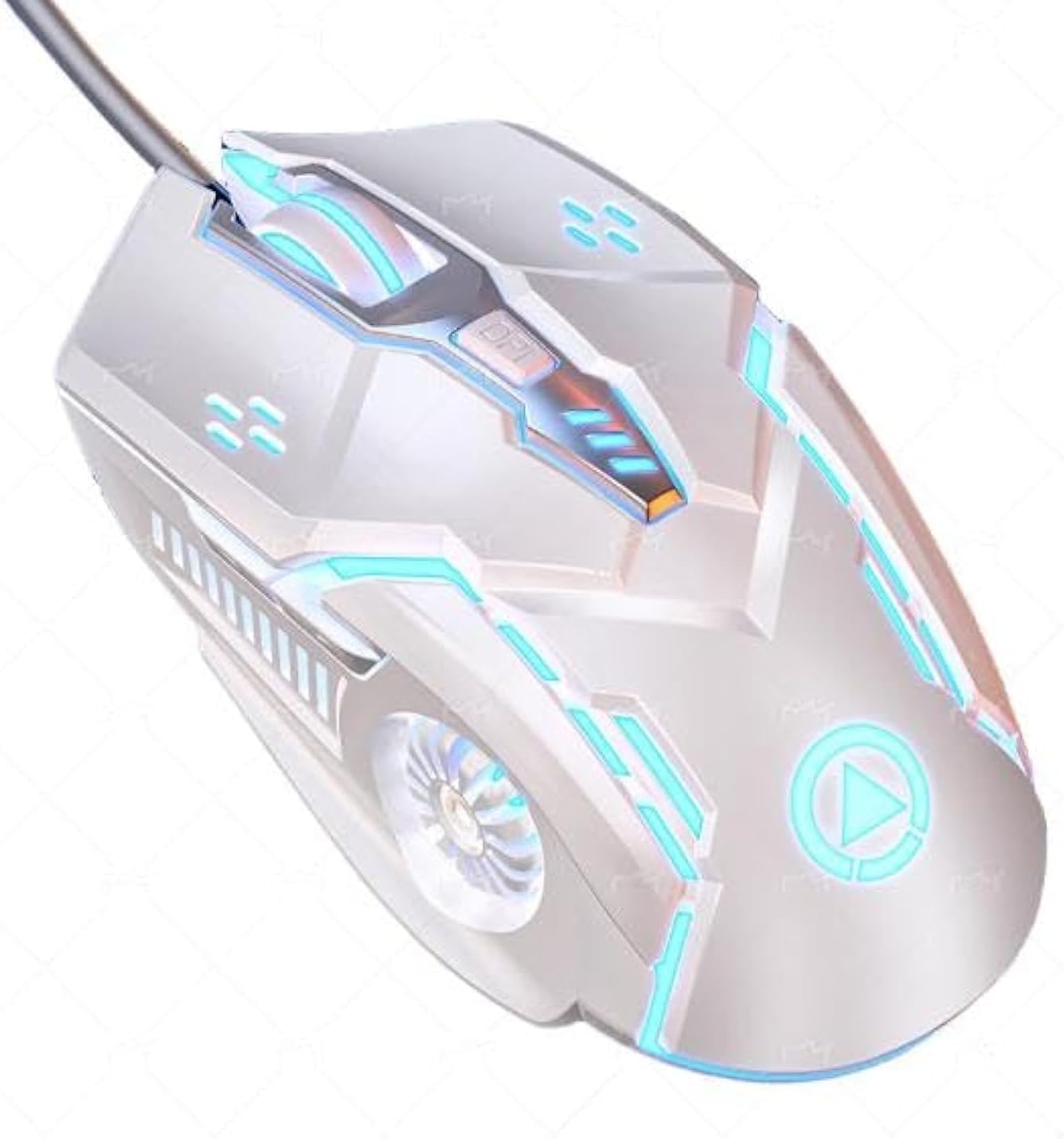 Silent Click Mouse, Gaming Mouse Wired, 6 Button, 4 Adjustable DPI Upto 3200 DPI, RGB Lighting, Compatibility for PC/Laptop/Mac, Wired Mouse Used for Games and Office (Black) (white(silent click)) - CHONCHOW