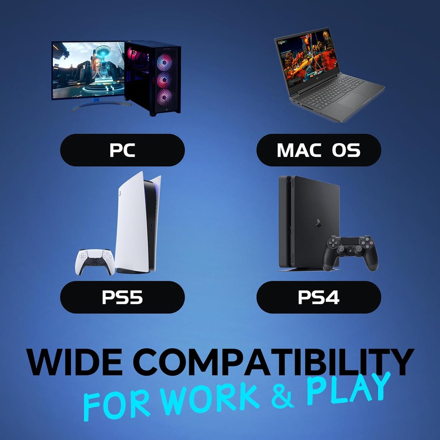 CHONCHOW USB Wireless Gaming Keyboard and Mouse Combo, LED Backlit Ergonomic Mechanical Feeling Keyboard,Rechargeable 2500mAh Battery, Anti-ghosting Keyboard 7D 3600DPI Mice for PC Gamer - CHONCHOW