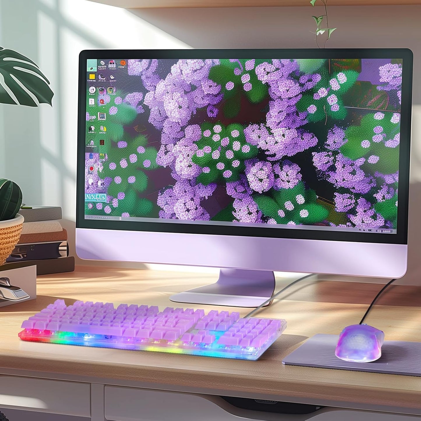 CHONCHOW RGB Gaming Keyboard and Mouse Combo,USB Wired Custom Clear Keyboard, Rainbow LED Backlight Transparent Keyboard Mouse Set for Computer Windows PC PS4 Xbox Laptop - CHONCHOW