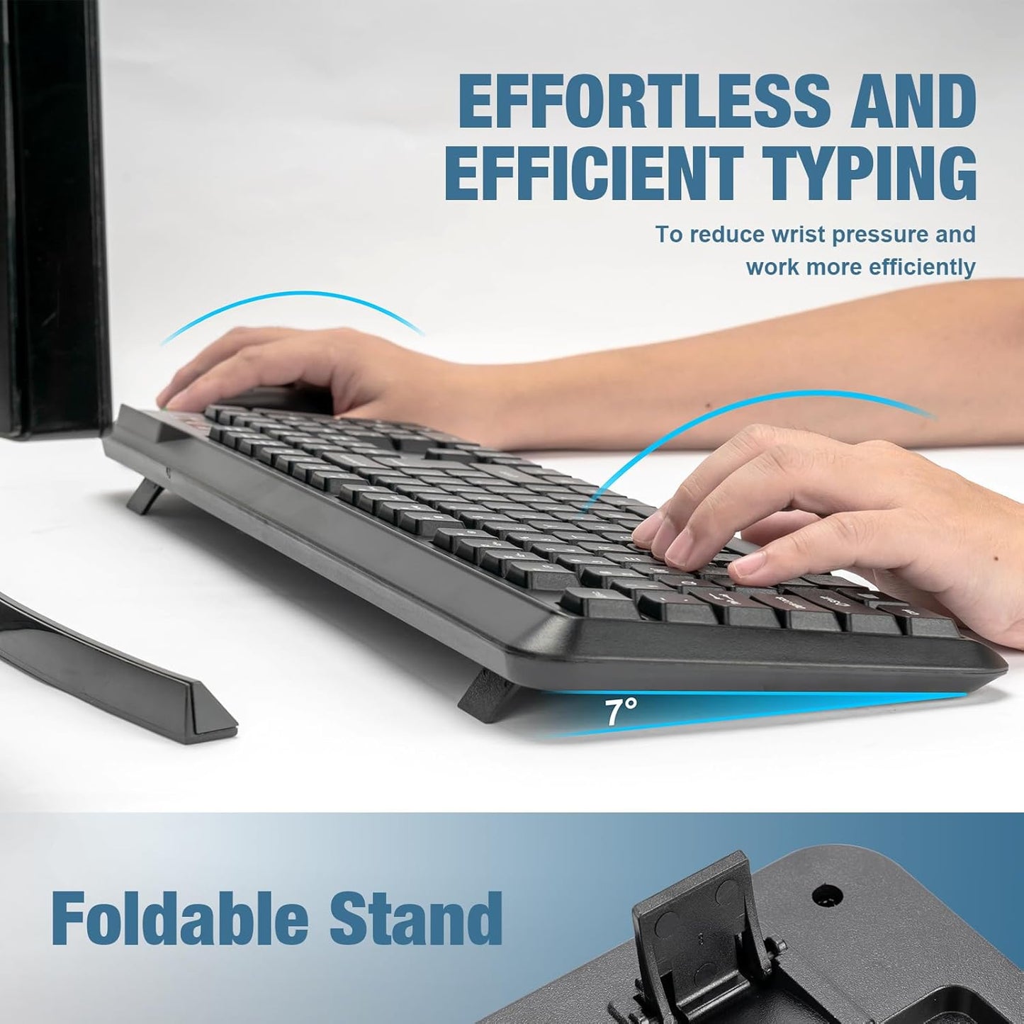 CHONCHOW Wireless Keyboard and Mouse Combo Silent,2.4G Full-Sized Ergonomic USB Cordless Mouse Combo,3 DPI Adjustable,Energy Saving &Long-Life Switch,for Computer/Laptop/Windows/Mac - CHONCHOW