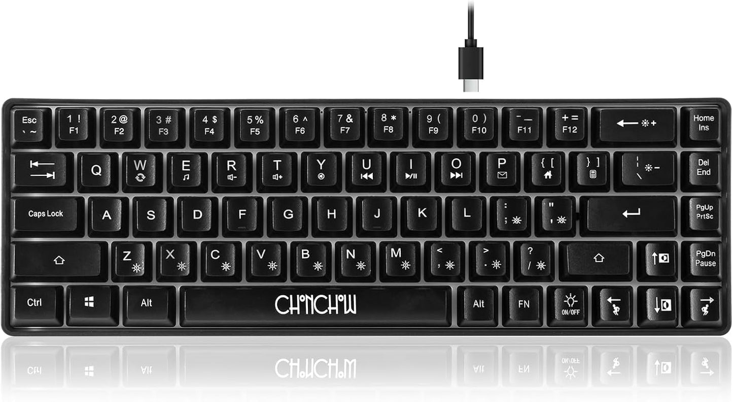 60% Gaming LED Keyboard RGB 68 Keys Layout Wired Keypad with 10 Preset Effects Mechanical Switch Feel Compatible with PC Mac Linux Xbox one PS4 PS5 - CHONCHOW
