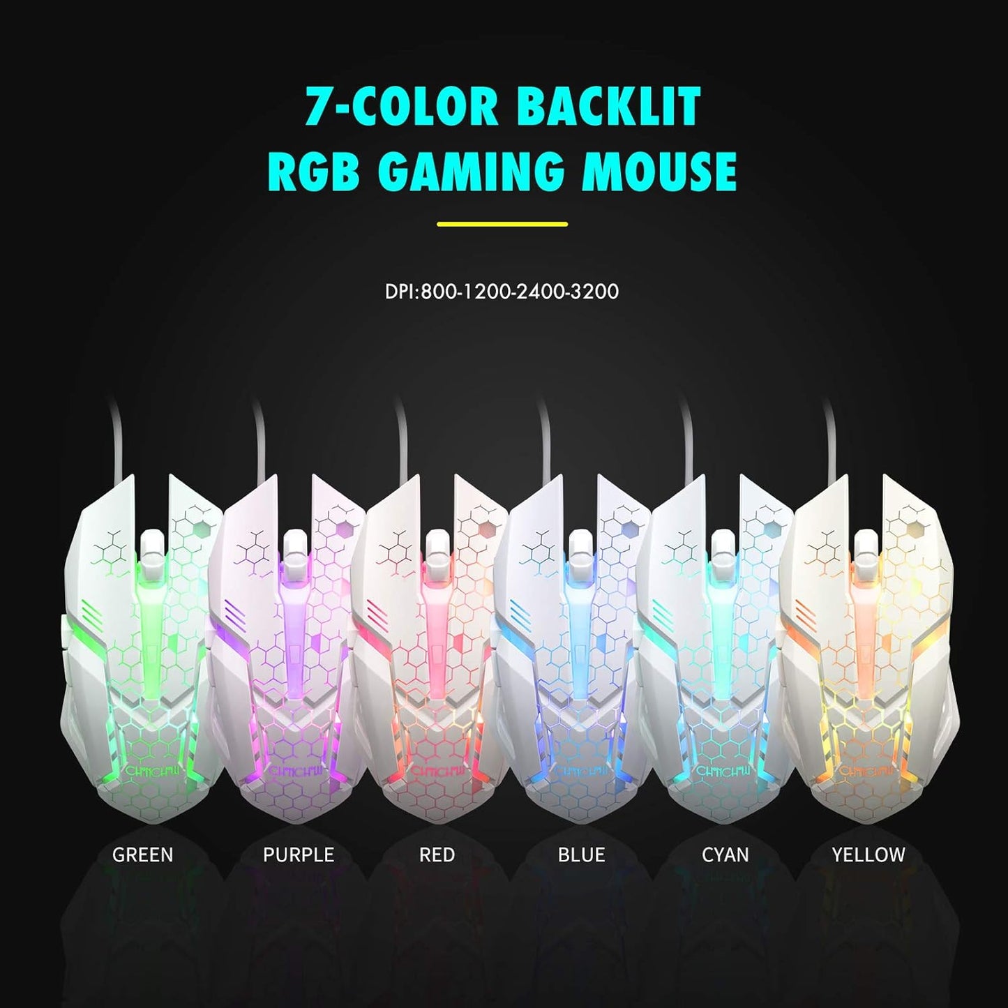 CHONCHOW RGB Gaming Keyboard and Mouse Combo,USB Wired Light Up Keyboard, Rainbow LED Lit Backlight Keyboard Mouse Set for Computer Windows PC PS4 Xbox Laptop iMac Resberry Pi - CHONCHOW