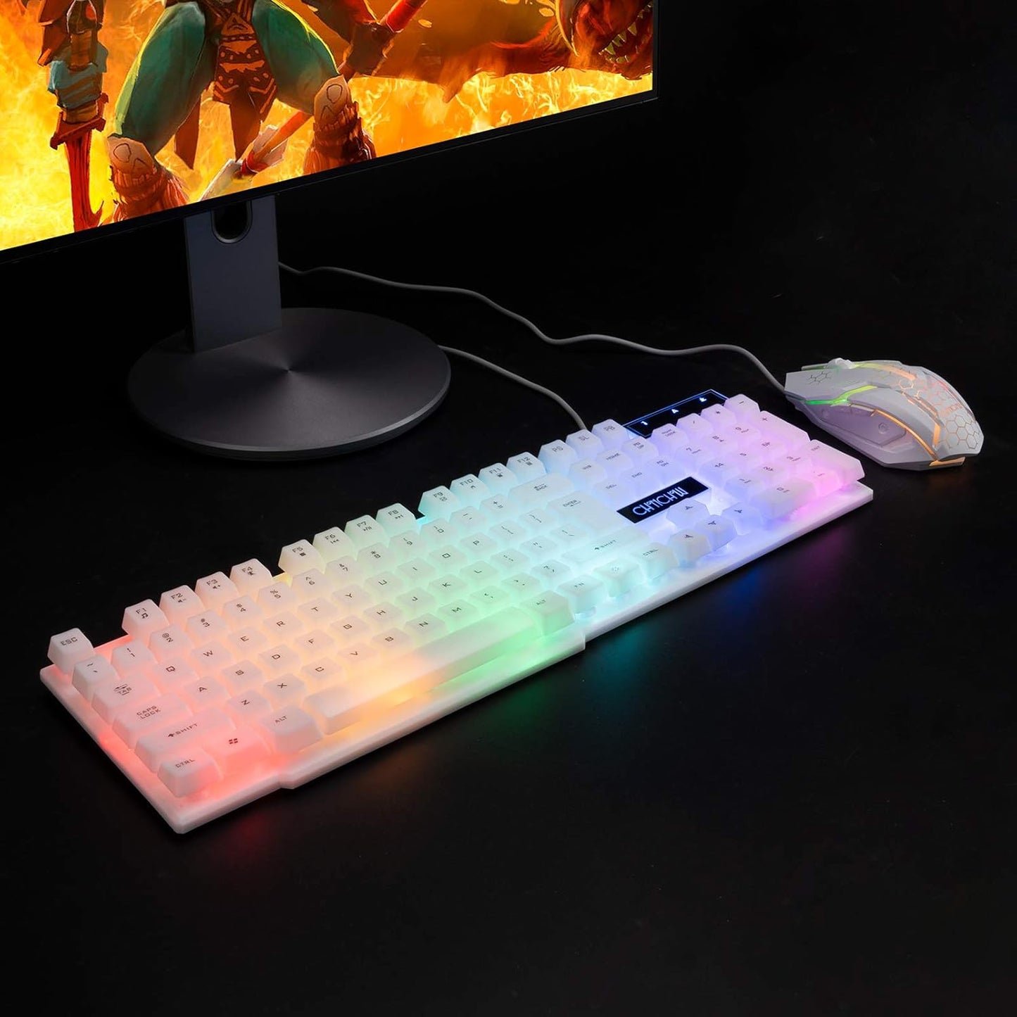 CHONCHOW RGB Gaming Keyboard and Mouse Combo,USB Wired Light Up Keyboard, Rainbow LED Lit Backlight Keyboard Mouse Set for Computer Windows PC PS4 Xbox Laptop iMac Resberry Pi - CHONCHOW