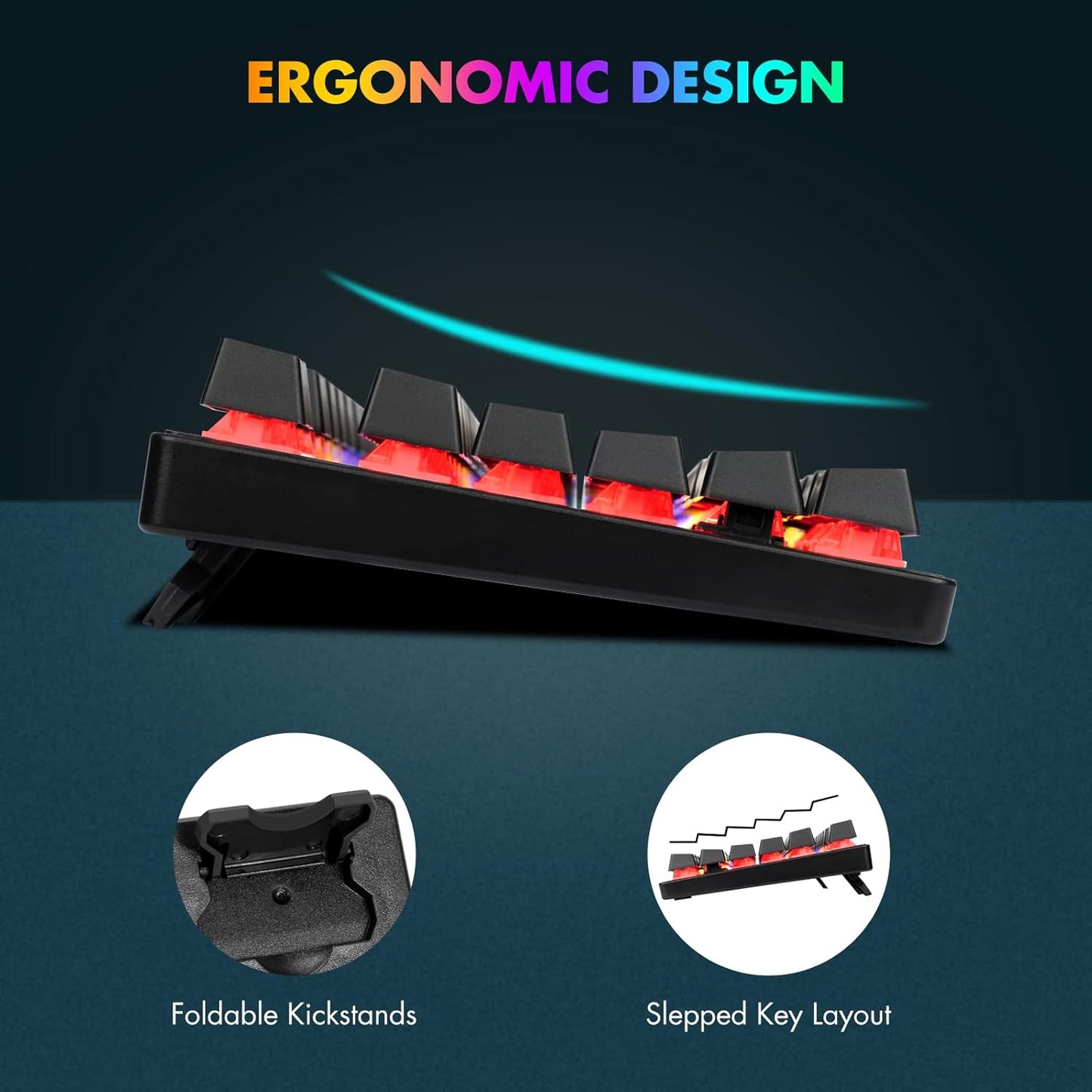 CHONCHOW Mechanical Gaming Keyboard and Mouse Combo TKL 87 Keys Blue Switche RGB Rainbow Backlit Keyboard 3200DPI Mice with 6 Button Value Combo for PS4 Xbox Laptop Windows PC Gamer - CHONCHOW