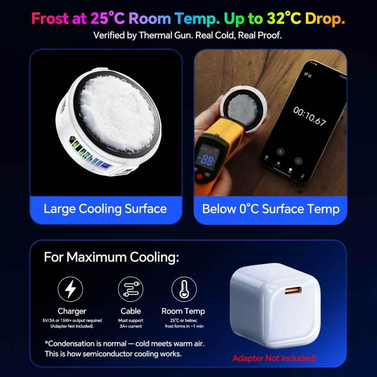 Basic iPhone Cooler,Magnetic/Clip-on Phone Cooler for Gaming,Phone Fan