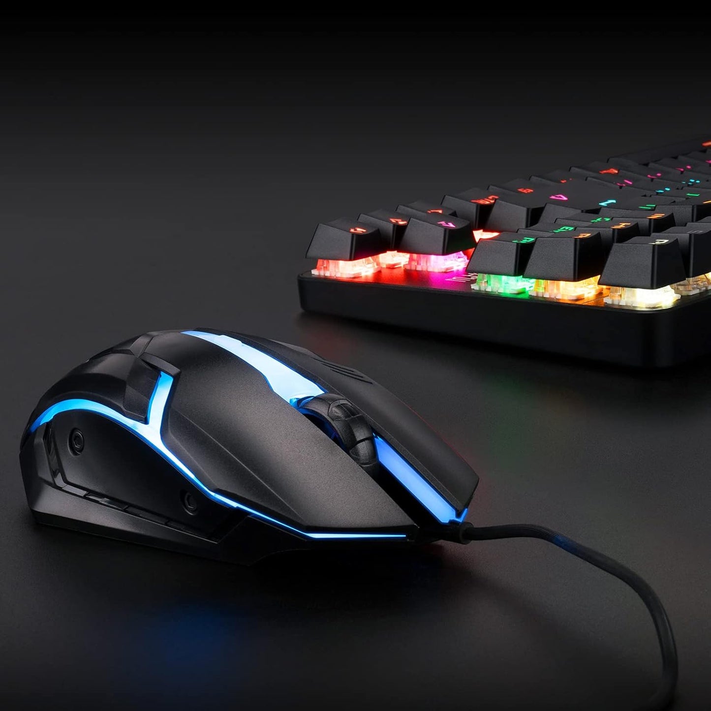 CHONCHOW TKL Mechanical Gaming Keyboard and Mouse Combo LED Backlit 60% Compact Gaming Keyboard with Blue Switches RGB Gaming Mouse - CHONCHOW