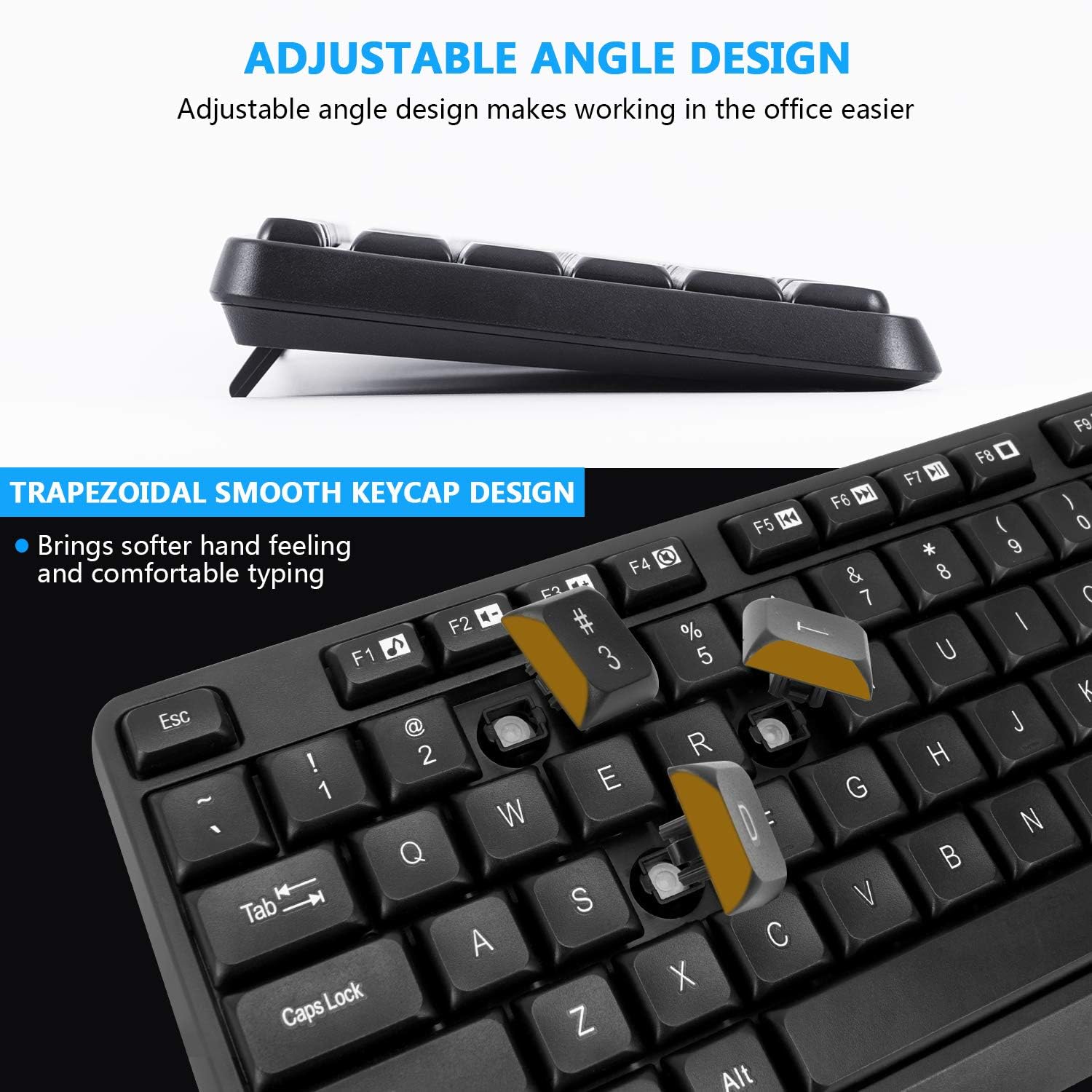 CHONCHOW Wireless Keyboard and Mouse for Office (2.4g Wireless,Black,Ship from USA) - CHONCHOW
