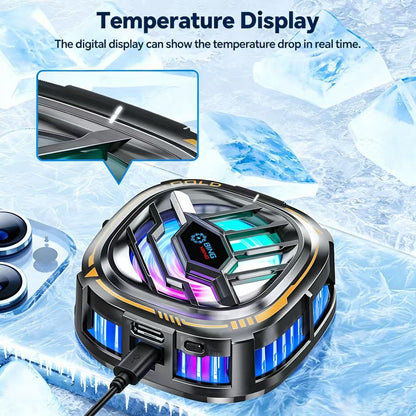 CHONCHOW Magnetic Cell Phone Cooler, RGB Phone Cooling Fan Portable Lightweight Mobile Phone Cooling Fan, Phone Radiator with Larger Cooling Area for Phone/Tablet/IPad (with Digital displays) - CHONCHOW