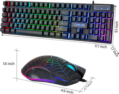 CHONCHOW RGB Gaming Keyboard and Mouse Combo, Adjustable Breathing Backlit Mechanical Feeling Keyboard with 7 Colors 3600DPI Backlight Mouse for PC Laptop PS4 PS5 Mac Xbox One Game and Work - CHONCHOW