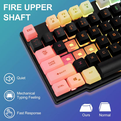 Gaming Keyboard Mouse Combo Rainbow LED Backlit Ambient Light Illuminated Character Wired USB Keyboard Mice Compatible with Windows XP/7/10 iMac MacBook PS4 PS5 Xbox one - CHONCHOW