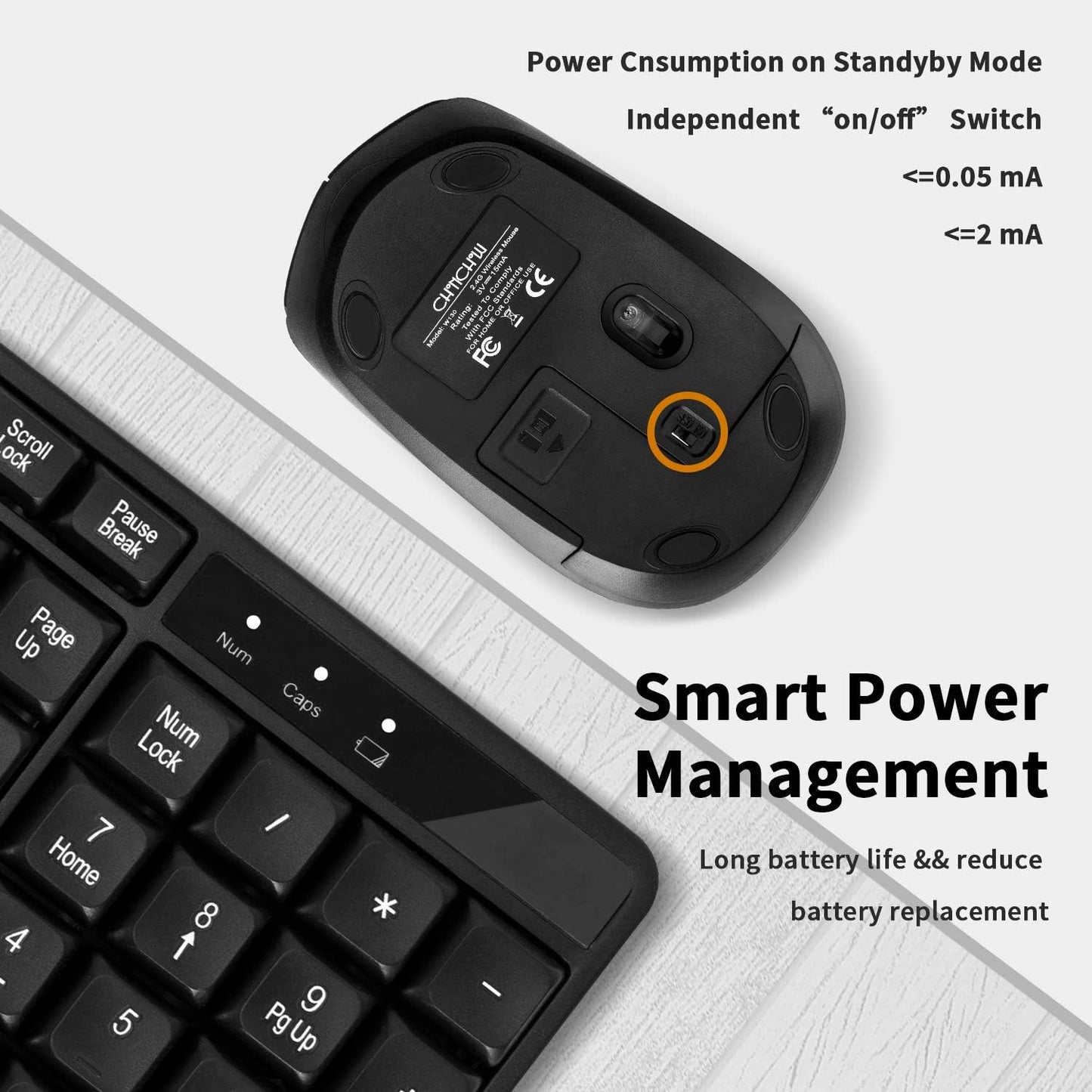 CHONCHOW Wireless Keyboard and Mouse for Office (2.4g Wireless,Black,Ship from USA) - CHONCHOW
