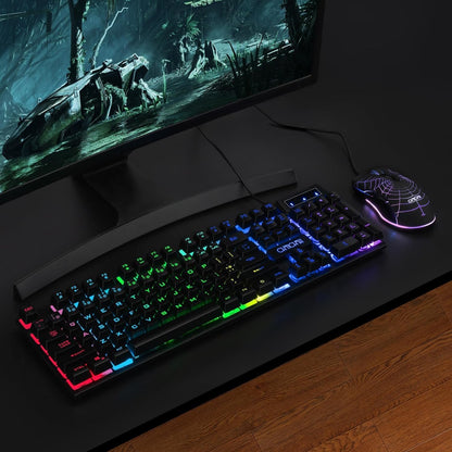 CHONCHOW RGB Gaming Keyboard and Mouse Combo, Adjustable Breathing Backlit Mechanical Feeling Keyboard with 7 Colors 3600DPI Backlight Mouse for PC Laptop PS4 PS5 Mac Xbox One Game and Work - CHONCHOW