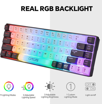 CHONCHOW Mini RGB 60% Gaming Keyboard, 68 Keys Small Compact - CHONCHOW