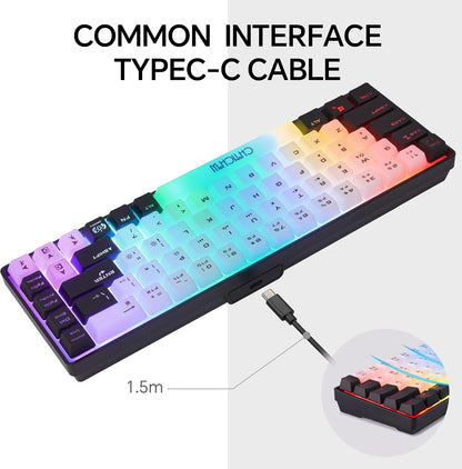 CHONCHOW Mini RGB 60% Gaming Keyboard, 68 Keys Small Compact - CHONCHOW