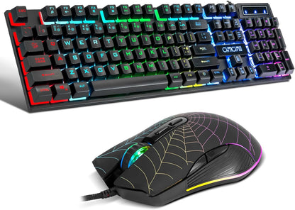 CHONCHOW RGB Gaming Keyboard and Mouse Combo, Adjustable Breathing Backlit Mechanical Feeling Keyboard with 7 Colors 3600DPI Backlight Mouse for PC Laptop PS4 PS5 Mac Xbox One Game and Work - CHONCHOW