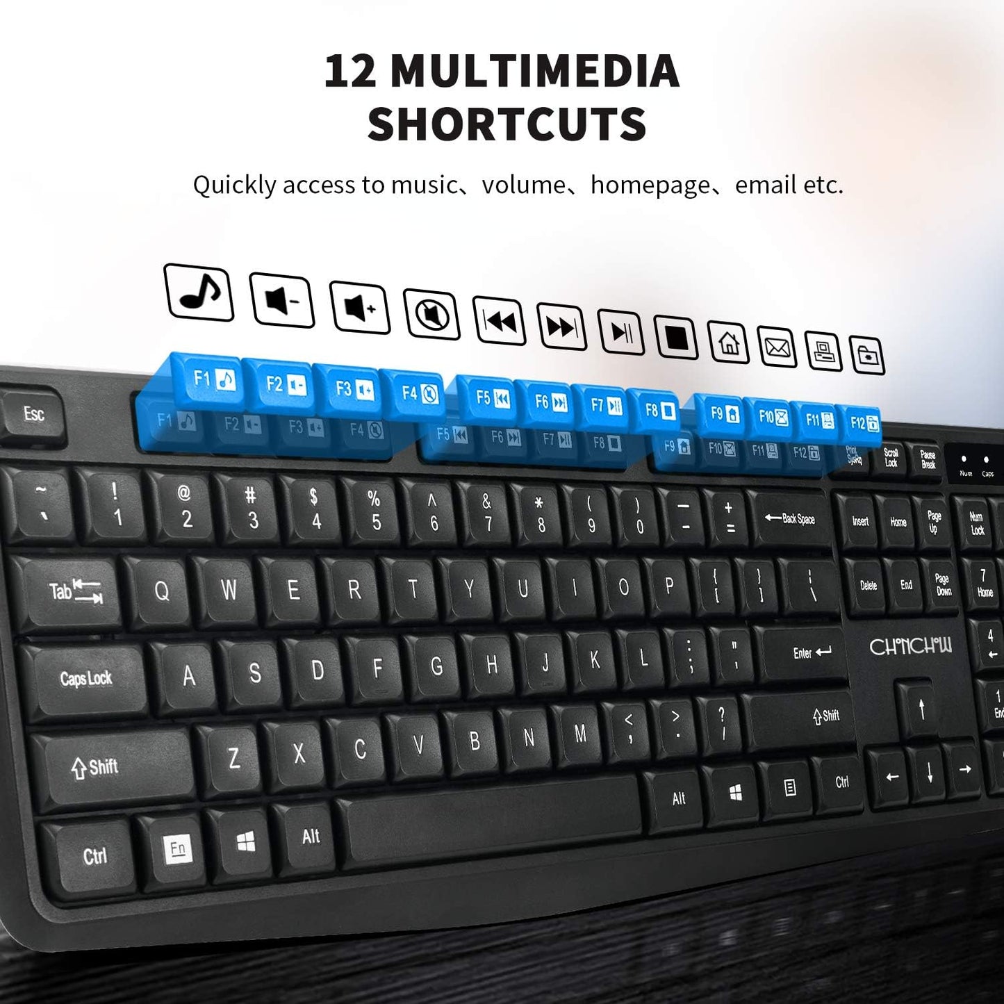 CHONCHOW Wireless Keyboard and Mouse for Office (2.4g Wireless,Black,Ship from USA) - CHONCHOW