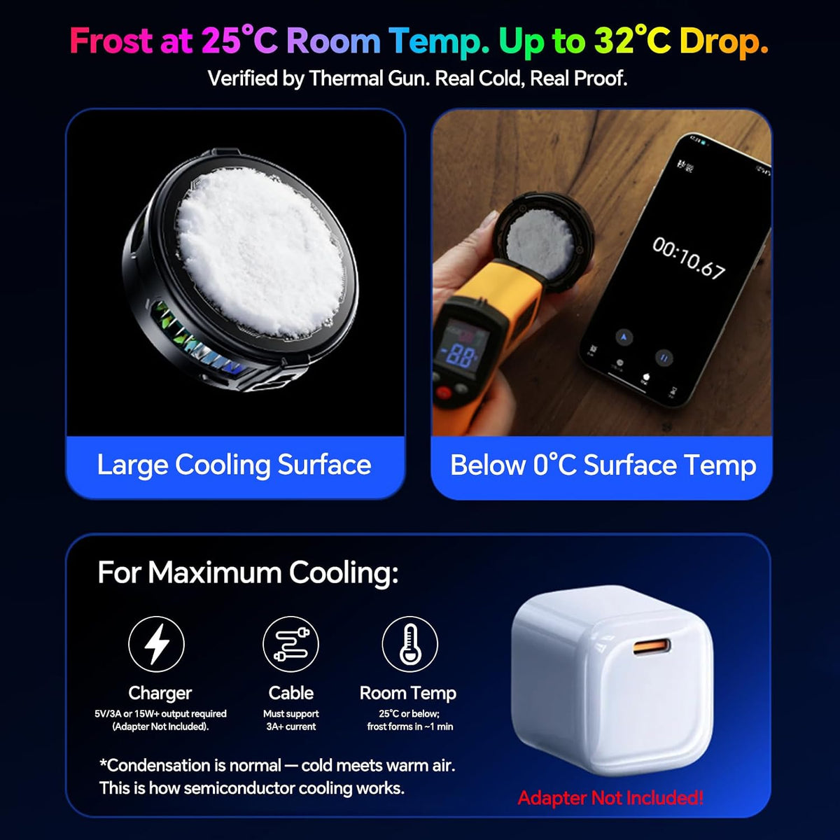 Magnetic/Clip-On USB Phone Cooler for Gaming/Video/Live/Vlog,Cell Phone Fan