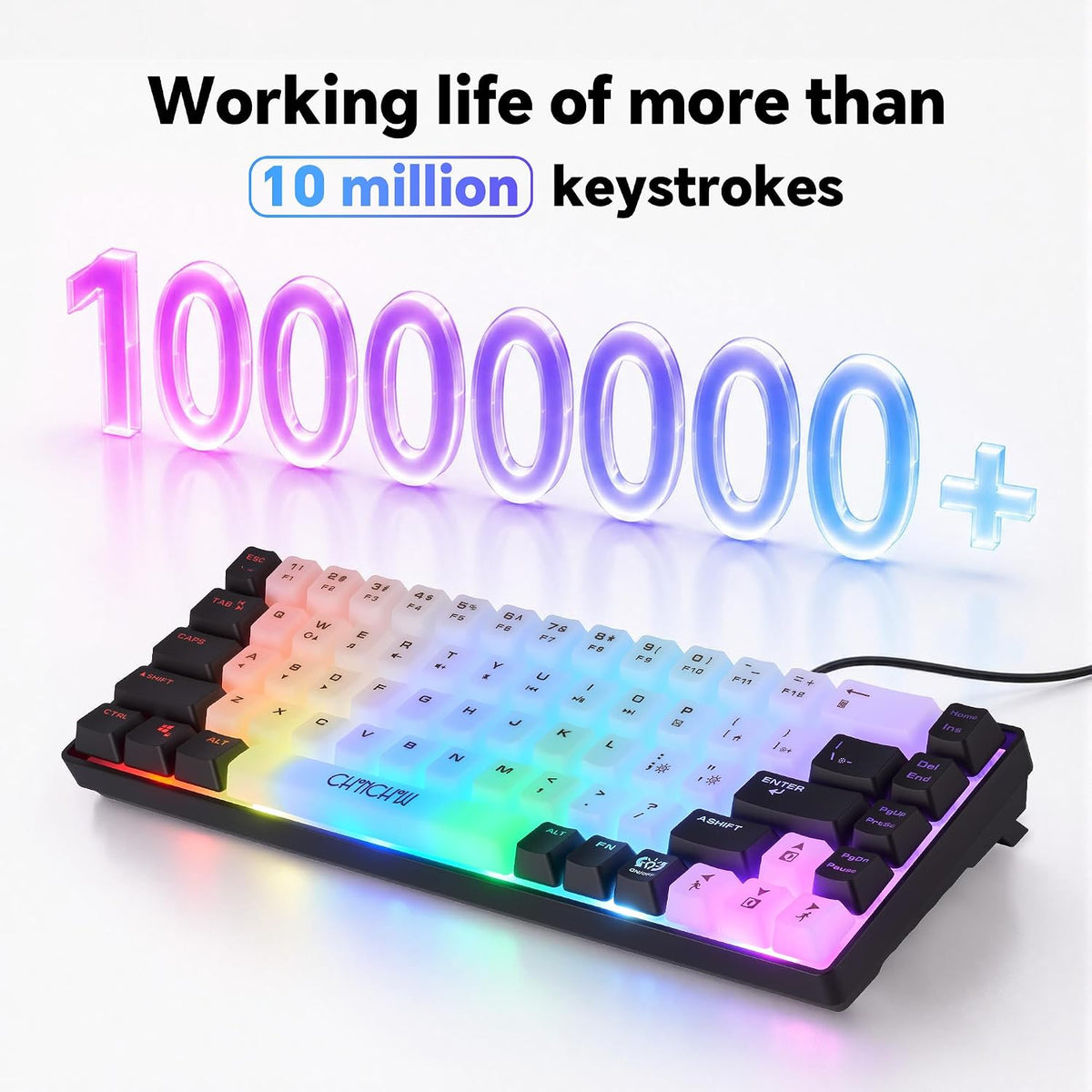 CHONCHOW Mini RGB 60% Gaming Keyboard, 68 Keys Small Compact - CHONCHOW