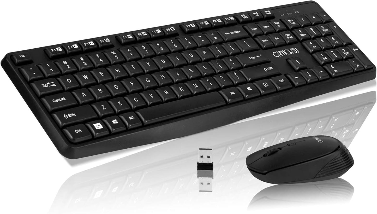 CHONCHOW Wireless Keyboard and Mouse for Office (2.4g Wireless,Black,Ship from USA) - CHONCHOW