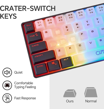 CHONCHOW Mini RGB 60% Gaming Keyboard, 68 Keys Small Compact - CHONCHOW