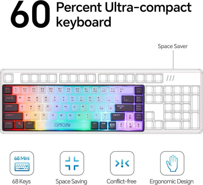 CHONCHOW Mini RGB 60% Gaming Keyboard, 68 Keys Small Compact - CHONCHOW