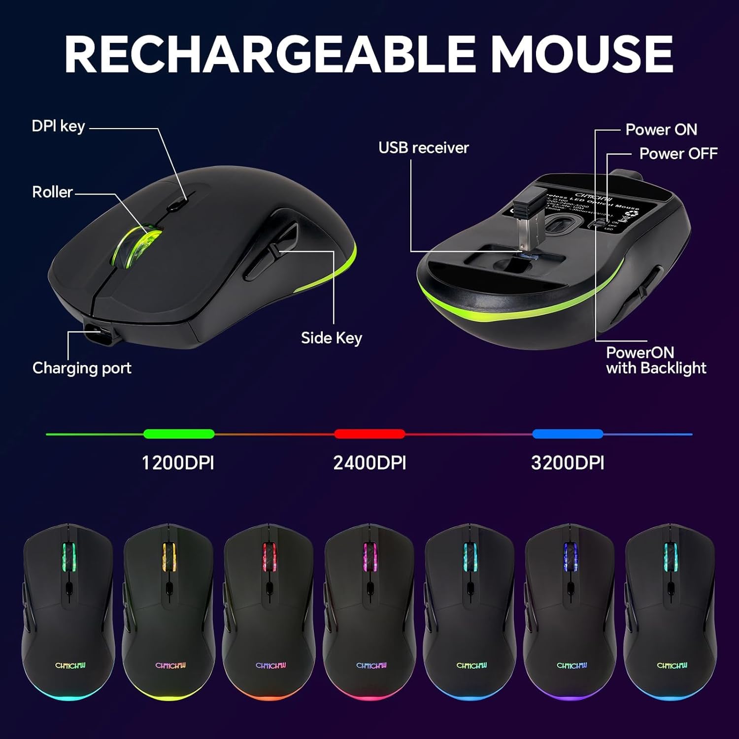 CHONCHOW 60% Wireless Gaming Keyboard and Mouse Combo, RGB Backlit Rechargeable LED Light Up Keyboards, 68 Keys Ultra Compact Wireless Keyboard and Ergonomic Gaming Mouse for Xbox PS4 PS5 PC Laptop - CHONCHOW