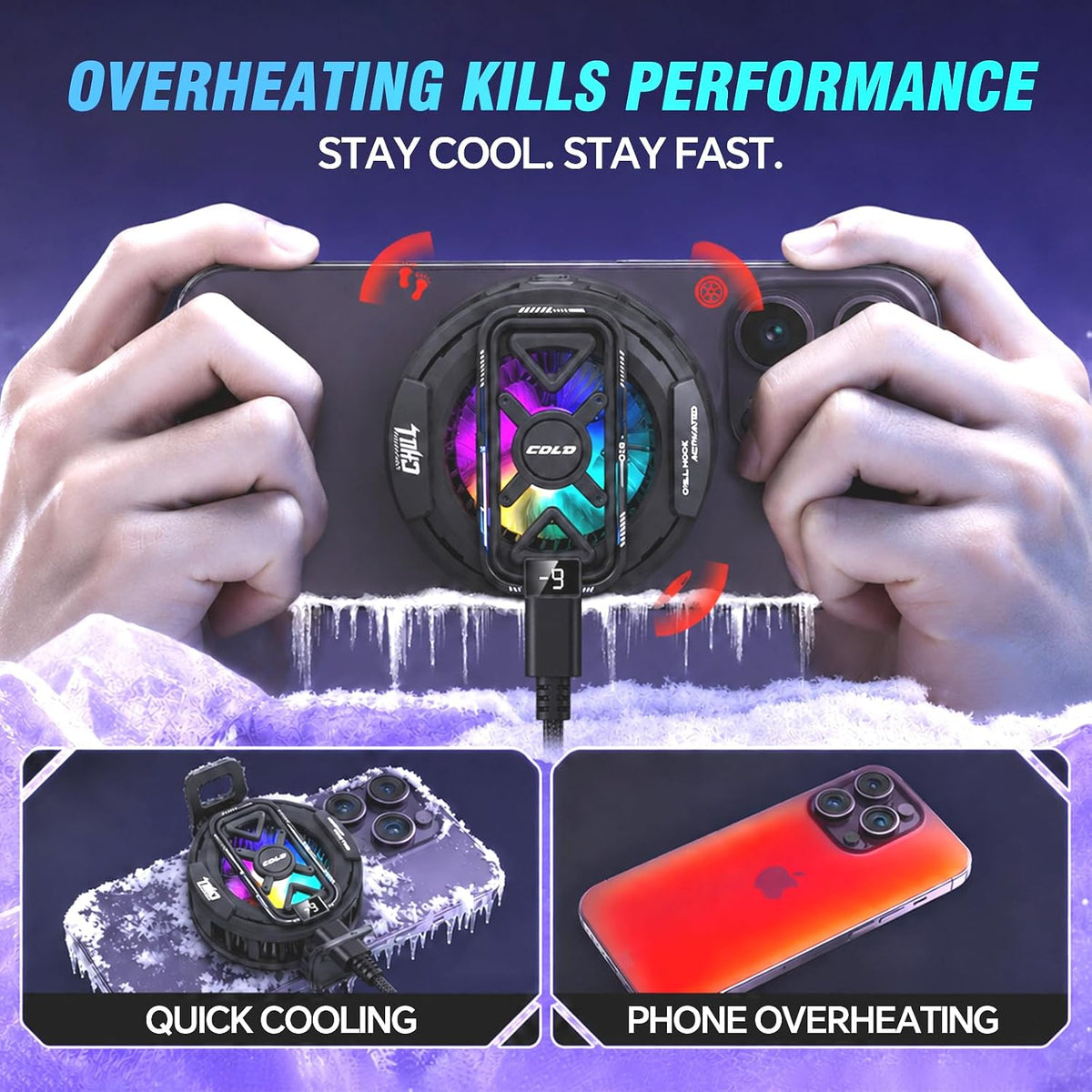 Phone Cooler, Cooling Fan for Phone, Magnetic Cell Phone Cooler for Gaming