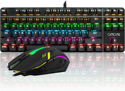 CHONCHOW TKL Mechanical Gaming Keyboard and Mouse Combo LED Backlit 60% Compact Gaming Keyboard with Blue Switches RGB Gaming Mouse - CHONCHOW