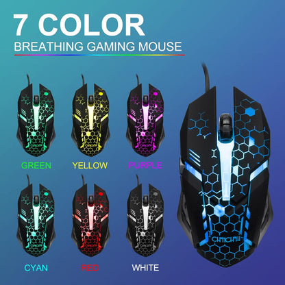 Gaming Keyboard Mouse Combo Rainbow LED Backlit Ambient Light Illuminated Character Wired USB Keyboard Mice Compatible with Windows XP/7/10 iMac MacBook PS4 PS5 Xbox one - CHONCHOW