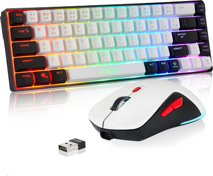 60% Wireless Gaming Keyboard and Mouse Combo, RGB Backlit Rechargeable