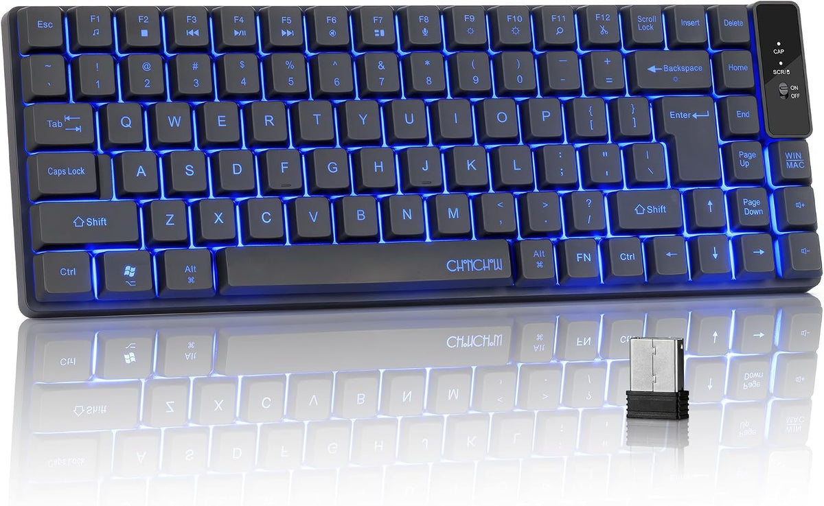 Wireless Keyboard, Rechargeable Mini Quiet Keyboard, Thin Tenkeyless