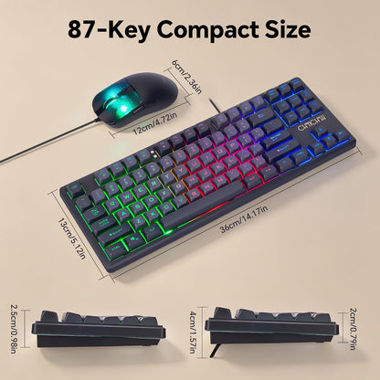 CHONCHOW TKL Gaming Keyboard and Mouse Combo, Wired RGB Set for PC Laptop