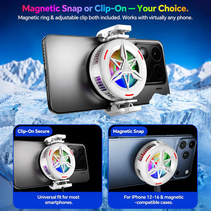 Basic iPhone Cooler,Magnetic/Clip-on Phone Cooler for Gaming,Phone Fan