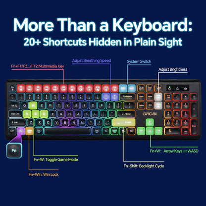 Computer Keyboard and Mouse Wireless,Rechargeable Gaming LED Keyboard Combo