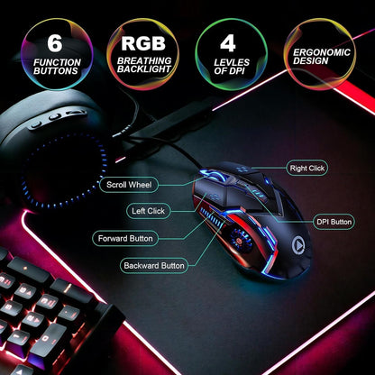 CHONCHOW RGB Metal TKL Wired Gaming Keyboard with Wrist Rest Plus Silent Click RGB Gaming Mouse