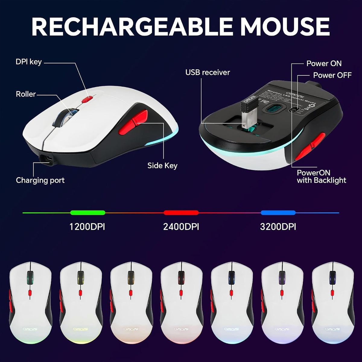 60% Wireless Gaming Keyboard and Mouse Combo, RGB Backlit Rechargeable