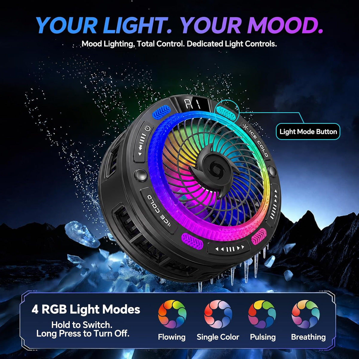 Phone Cooling Fan,Phone Cooler for Gaming,Cell Phone Fan,AI Smart Control