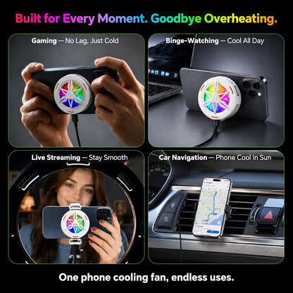 Basic iPhone Cooler,Magnetic/Clip-on Phone Cooler for Gaming,Phone Fan