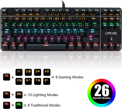 CHONCHOW TKL Mechanical Gaming Keyboard and Mouse Combo LED Backlit 60% Compact Gaming Keyboard with Blue Switches RGB Gaming Mouse - CHONCHOW