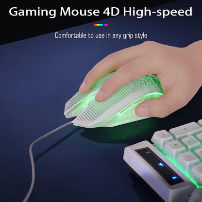 CHONCHOW 1910 White Gaming Keyboard and Mouse LED Backlit 104Keys Full Size - CHONCHOW