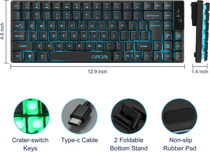 Wireless Keyboard, Rechargeable Mini Quiet Keyboard, Thin Tenkeyless