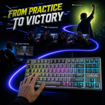 CHONCHOW TKL Gaming Keyboard Wired, Anti Ghosting 87 Keys FPS for PC PS5